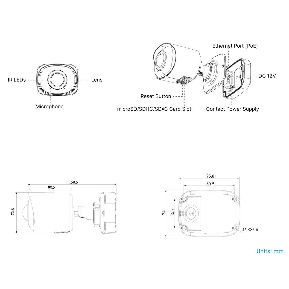 Milesight 180°Panoramisk H.265+ Mini Bullet Netværkskamera